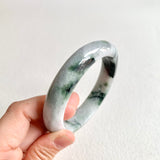 59.5mm A-Grade Natural Bluish Floral Modern Round Bangle No. 600173