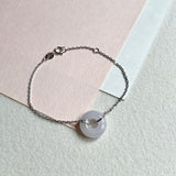 A-Grade Natural Light Pink Jadeite Bagel Bracelet No.190455