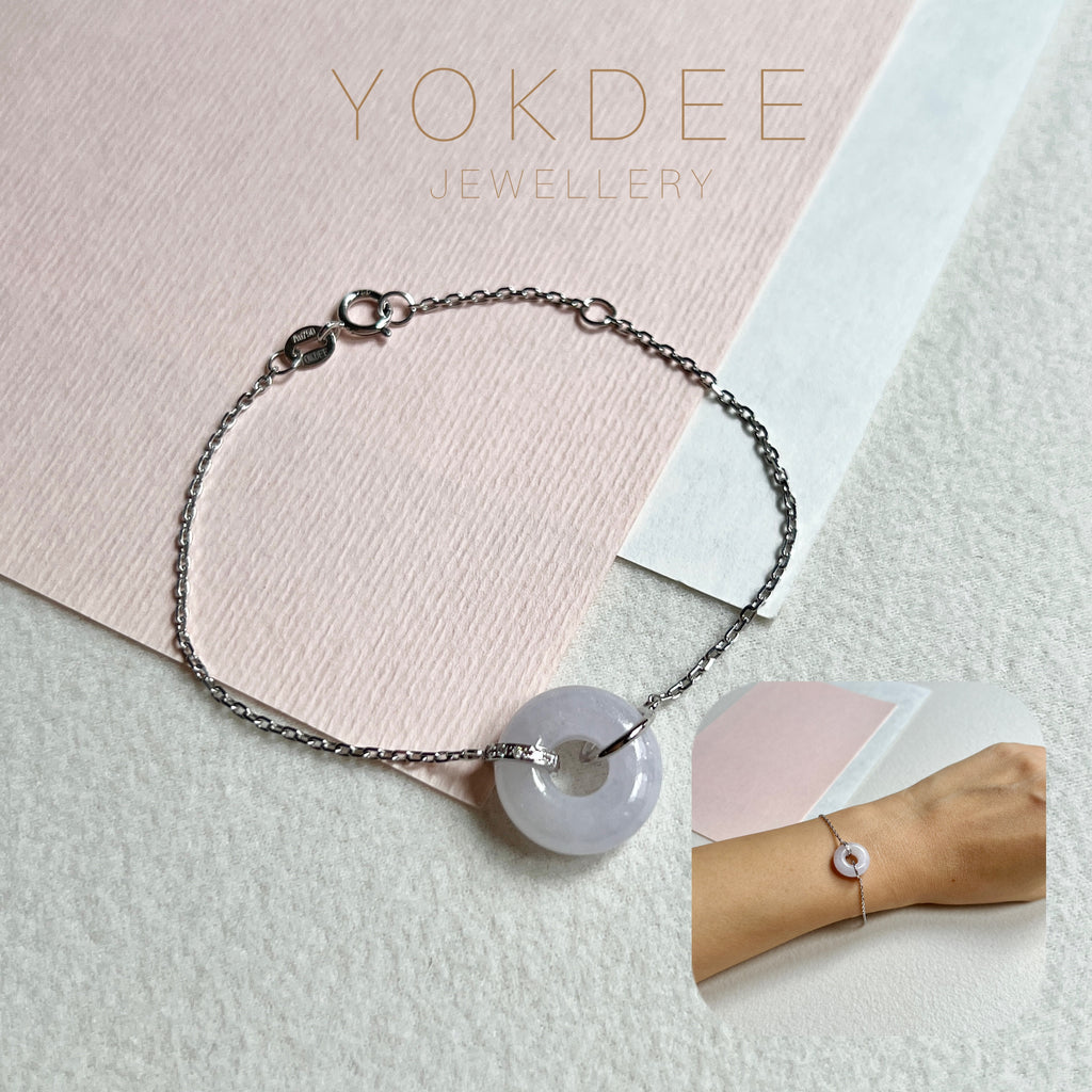 A-Grade Natural Light Pink Jadeite Bagel Bracelet No.190455