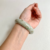 58.5mm A-Grade Natural Yellowish Green Modern Round Bangle No. 600170