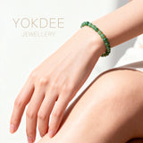 6.3mm A-Grade Natural Imperial Green Jadeite Beaded Bracelet No.190490