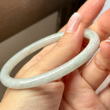 59.3mm A-Grade Natural Light Green Lavender Jadeite Traditional Round Slim Cut Bangle No.152116