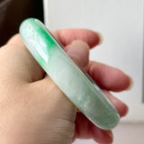 52.5mm A-Grade Natural Moss on Snow Jadeite Modern Round Bangle No.152199