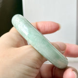 52.5mm A-Grade Natural Moss on Snow Jadeite Modern Round Bangle No.152199