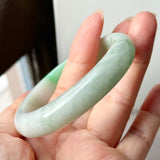 52.5mm A-Grade Natural Moss on Snow Jadeite Modern Round Bangle No.152199