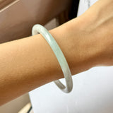 59.3mm A-Grade Natural Light Green Lavender Jadeite Traditional Round Slim Cut Bangle No.152116