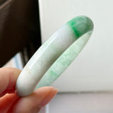 52.5mm A-Grade Natural Moss on Snow Jadeite Modern Round Bangle No.152199