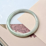 59.9mm A-Grade Natural Light Green Lavender Jadeite Traditional Round Slim Cut Bangle No.152117