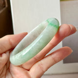 52.5mm A-Grade Natural Moss on Snow Jadeite Modern Round Bangle No.152199