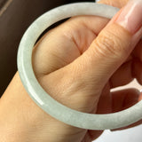 59.9mm A-Grade Natural Light Green Lavender Jadeite Traditional Round Slim Cut Bangle No.152117