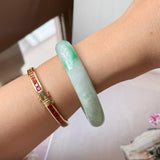 52.5mm A-Grade Natural Moss on Snow Jadeite Modern Round Bangle No.152199