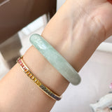 52.5mm A-Grade Natural Moss on Snow Jadeite Modern Round Bangle No.152199