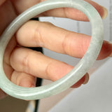 59.9mm A-Grade Natural Light Green Lavender Jadeite Traditional Round Slim Cut Bangle No.152117