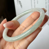 59.9mm A-Grade Natural Light Green Lavender Jadeite Traditional Round Slim Cut Bangle No.152117