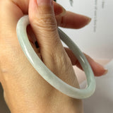 59.9mm A-Grade Natural Light Green Lavender Jadeite Traditional Round Slim Cut Bangle No.152117