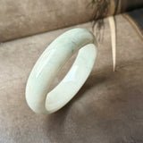 57.4mm A-Grade Natural White Bluish Green Jadeite Modern Round Bangle No. 600124