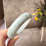 57.4mm A-Grade Natural White Bluish Green Jadeite Modern Round Bangle No. 600124