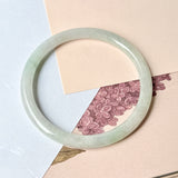59.1mm A-Grade Natural Light Green Lavender Jadeite Traditional Round Slim Cut Bangle No.152118
