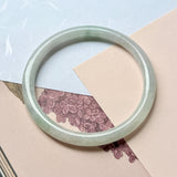 59.1mm A-Grade Natural Light Green Lavender Jadeite Traditional Round Slim Cut Bangle No.152118