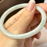 59.1mm A-Grade Natural Light Green Lavender Jadeite Traditional Round Slim Cut Bangle No.152118