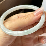 59.1mm A-Grade Natural Light Green Lavender Jadeite Traditional Round Slim Cut Bangle No.152118