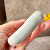 57.4mm A-Grade Natural White Bluish Green Jadeite Modern Round Bangle No. 600124