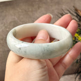 57.4mm A-Grade Natural White Bluish Green Jadeite Modern Round Bangle No. 600124