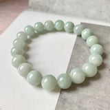 10mm A-Grade Natural Sage Green Jadeite Beaded Bracelet No. 190531