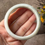 57.4mm A-Grade Natural White Bluish Green Jadeite Modern Round Bangle No. 600124