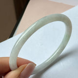 59.1mm A-Grade Natural Light Green Lavender Jadeite Traditional Round Slim Cut Bangle No.152118