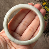57.4mm A-Grade Natural White Bluish Green Jadeite Modern Round Bangle No. 600124