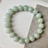 10mm A-Grade Natural Sage Green Jadeite Beaded Bracelet No. 190531