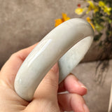 57.4mm A-Grade Natural White Bluish Green Jadeite Modern Round Bangle No. 600124