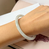 59.1mm A-Grade Natural Light Green Lavender Jadeite Traditional Round Slim Cut Bangle No.152118