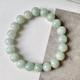 10mm A-Grade Natural Sage Green Jadeite Beaded Bracelet No. 190531