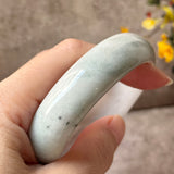 57.4mm A-Grade Natural White Bluish Green Jadeite Modern Round Bangle No. 600124