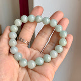 10mm A-Grade Natural Sage Green Jadeite Beaded Bracelet No. 190531
