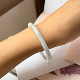 59.1mm A-Grade Natural Light Green Lavender Jadeite Traditional Round Slim Cut Bangle No.152118