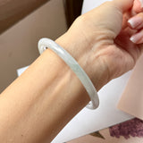 59.1mm A-Grade Natural Light Green Lavender Jadeite Traditional Round Slim Cut Bangle No.152118