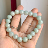 10mm A-Grade Natural Sage Green Jadeite Beaded Bracelet No. 190531