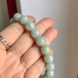 10mm A-Grade Natural Sage Green Jadeite Beaded Bracelet No. 190531