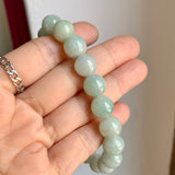 10mm A-Grade Natural Sage Green Jadeite Beaded Bracelet No. 190531