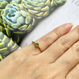 Icy A-Grade Natural Imperial Green Jadeite Petite Dolly Pinky Ring