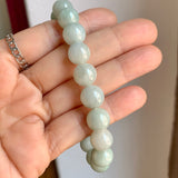 10mm A-Grade Natural Sage Green Jadeite Beaded Bracelet No. 190531