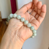 10mm A-Grade Natural Sage Green Jadeite Beaded Bracelet No. 190531