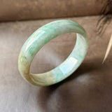 54.6mm A-Grade Natural Green Yellow Jadeite Modern Round Bangle No.151826