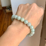 10mm A-Grade Natural Sage Green Jadeite Beaded Bracelet No. 190531