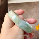 54.6mm A-Grade Natural Green Yellow Jadeite Modern Round Bangle No.151826