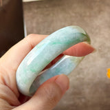 54.6mm A-Grade Natural Green Yellow Jadeite Modern Round Bangle No.151826