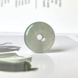 Icy A-Grade Natural Light Grey Green Jadeite Donut No.172132